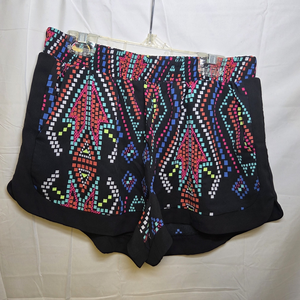 Xhilaration Black Multicolor High Waist Shorts Elasric